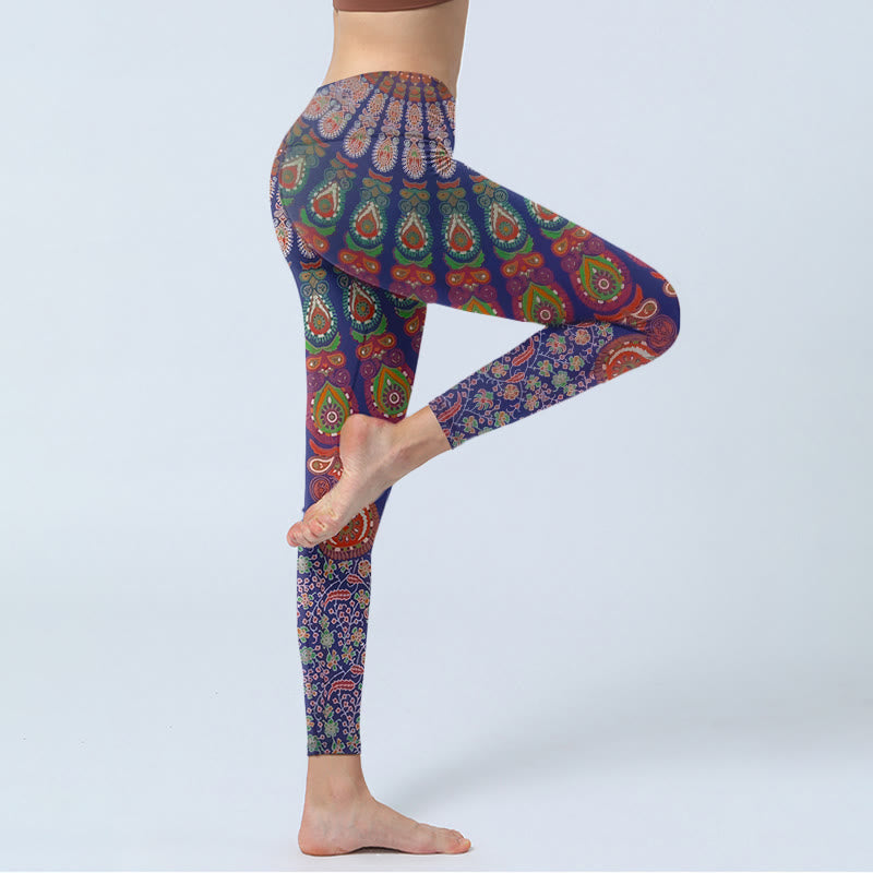 Exquisite Flower Paisley Pattern Gym Leggings Women's Yoga Pants