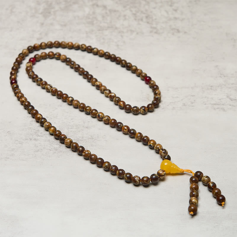 108 Beads Multicolored Amber Gourd Charm Mala