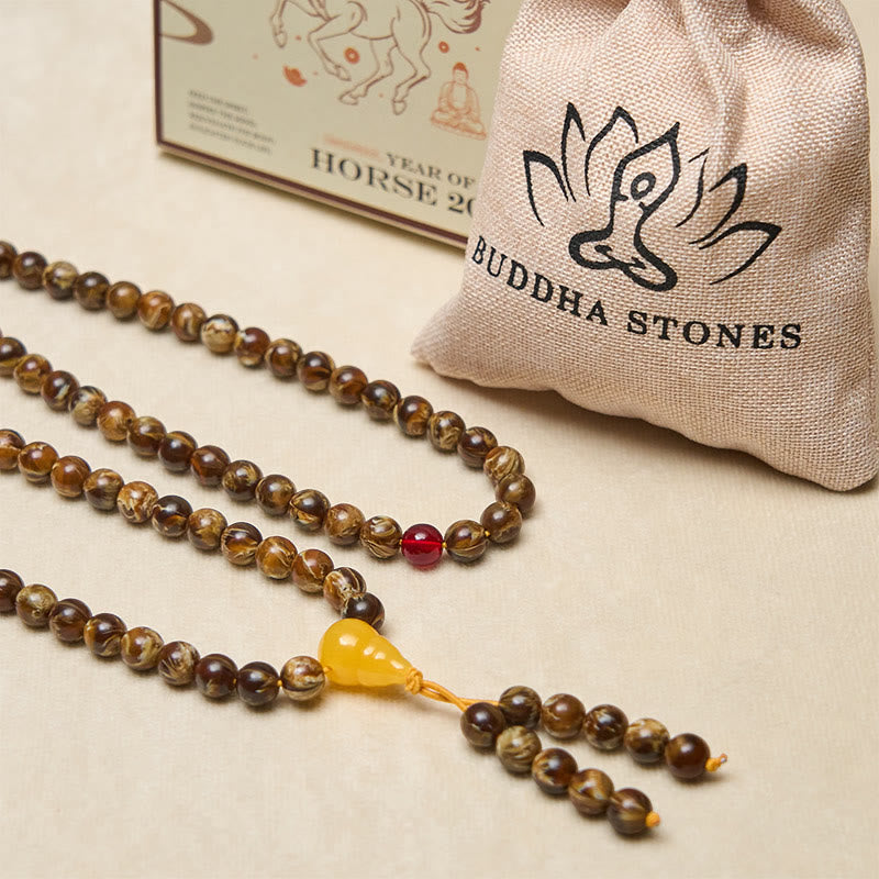 108 Beads Multicolored Amber Gourd Charm Mala