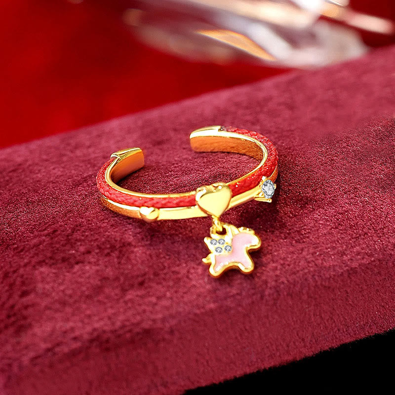 Red String 925 Sterling Silver Luck Open Ring