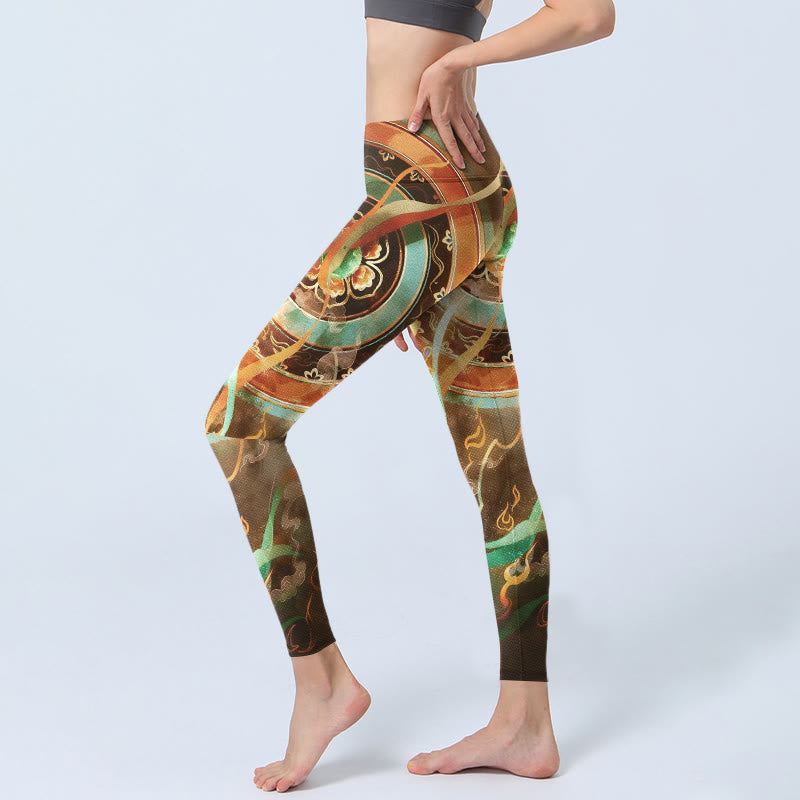 Dunhuang Flying Apsaras Mandala Print Gym Leggings Women's Yoga Pants