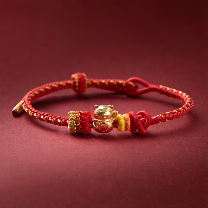 Cat Copper Red String Luck Bracelet