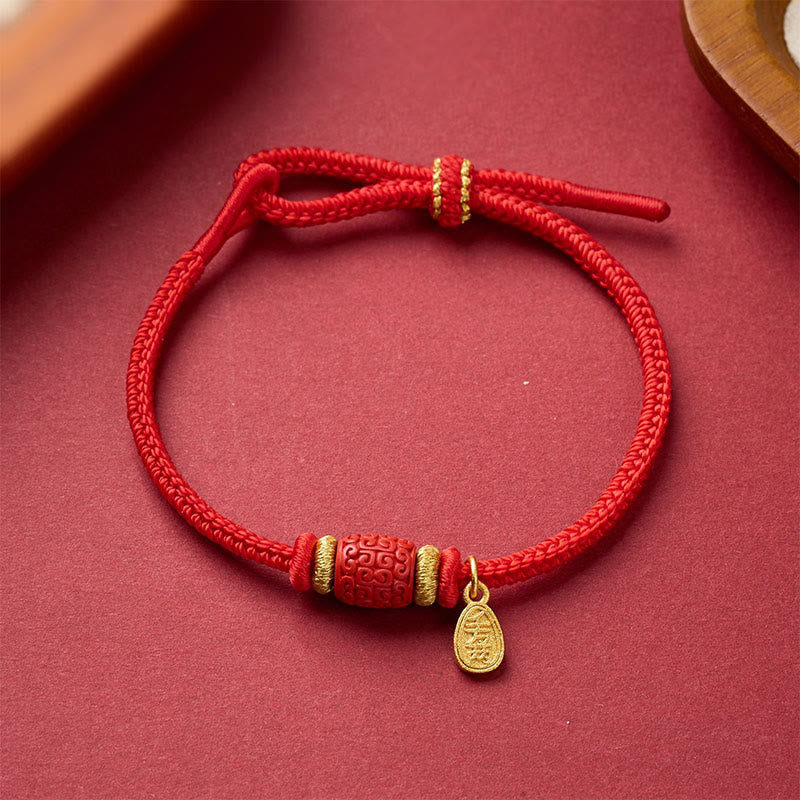 Om Mani Padme Hum Fu Character Copper Red String Luck Bracelet