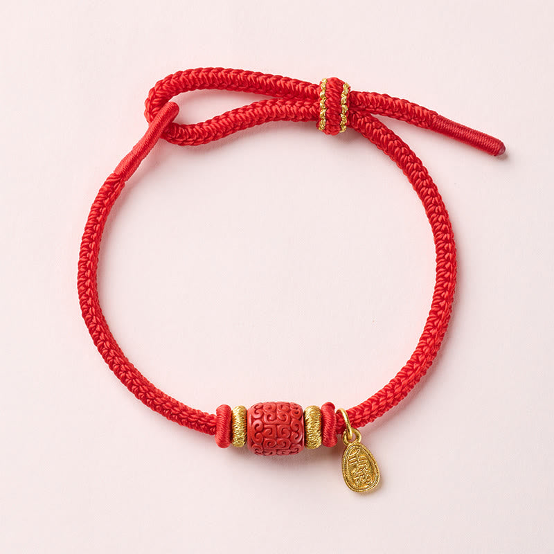 Om Mani Padme Hum Fu Character Copper Red String Luck Bracelet