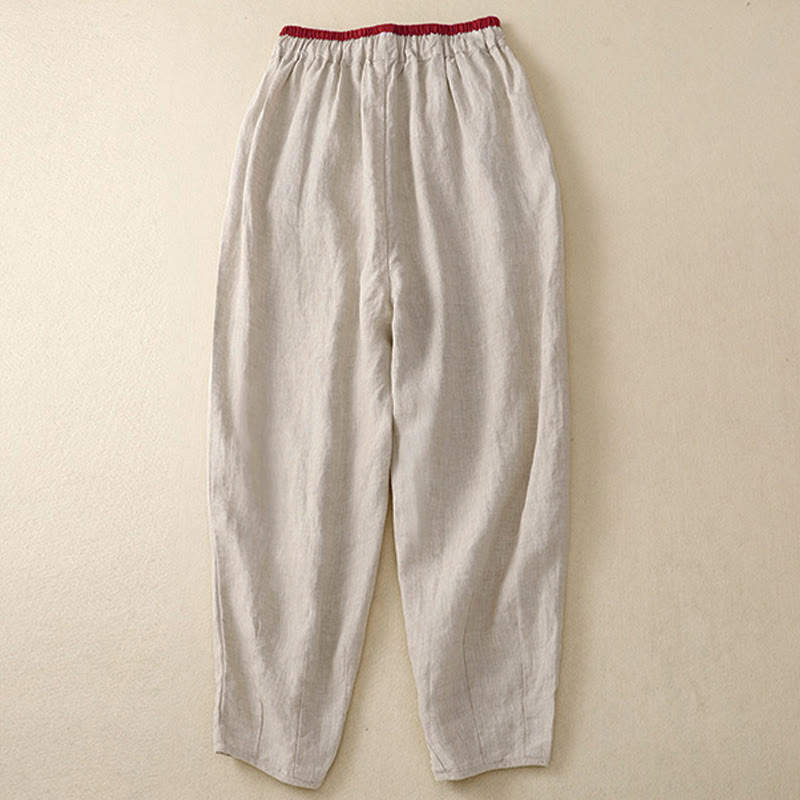 Commute Color Blocking Design Women's Harem 7-8 Length Pants With Pockets