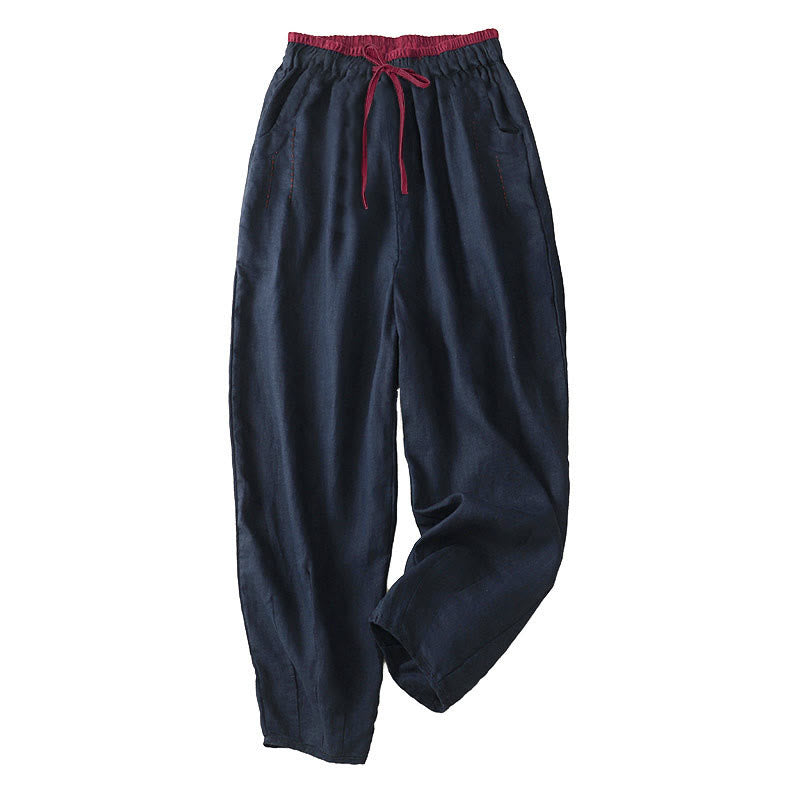 Commute Color Blocking Design Women's Harem 7-8 Length Pants With Pockets