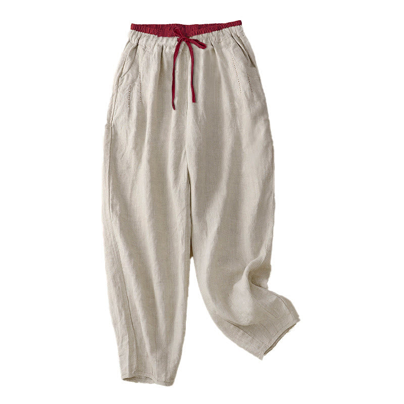 Commute Color Blocking Design Women's Harem 7-8 Length Pants With Pockets