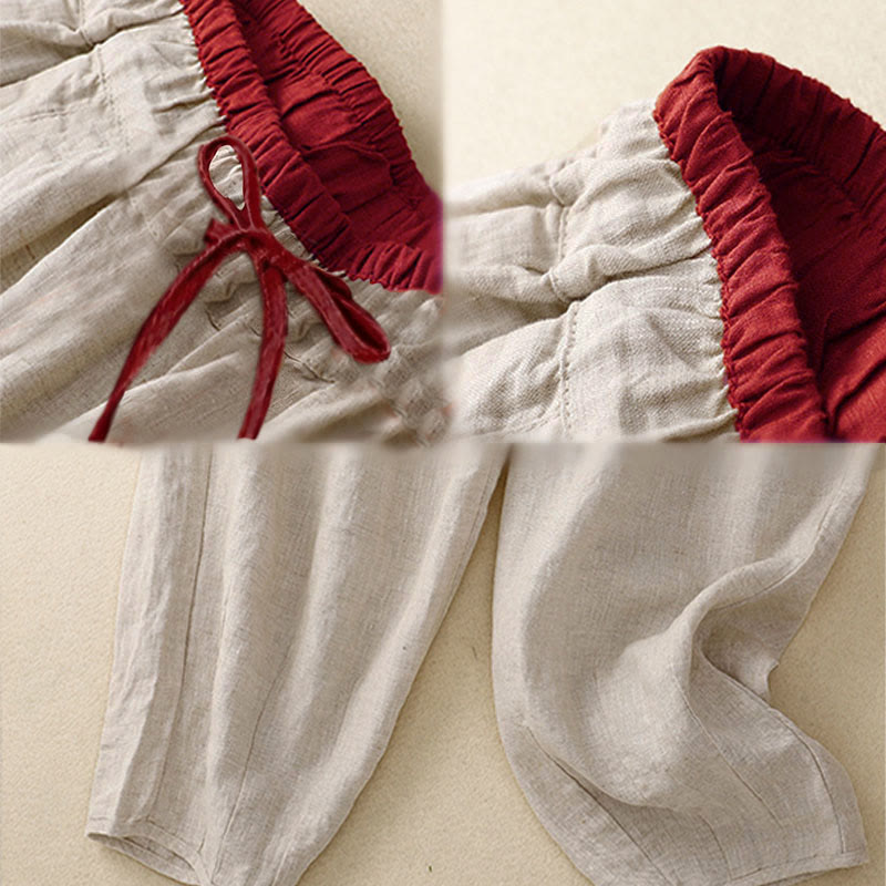 Commute Color Blocking Design Women's Harem 7-8 Length Pants With Pockets