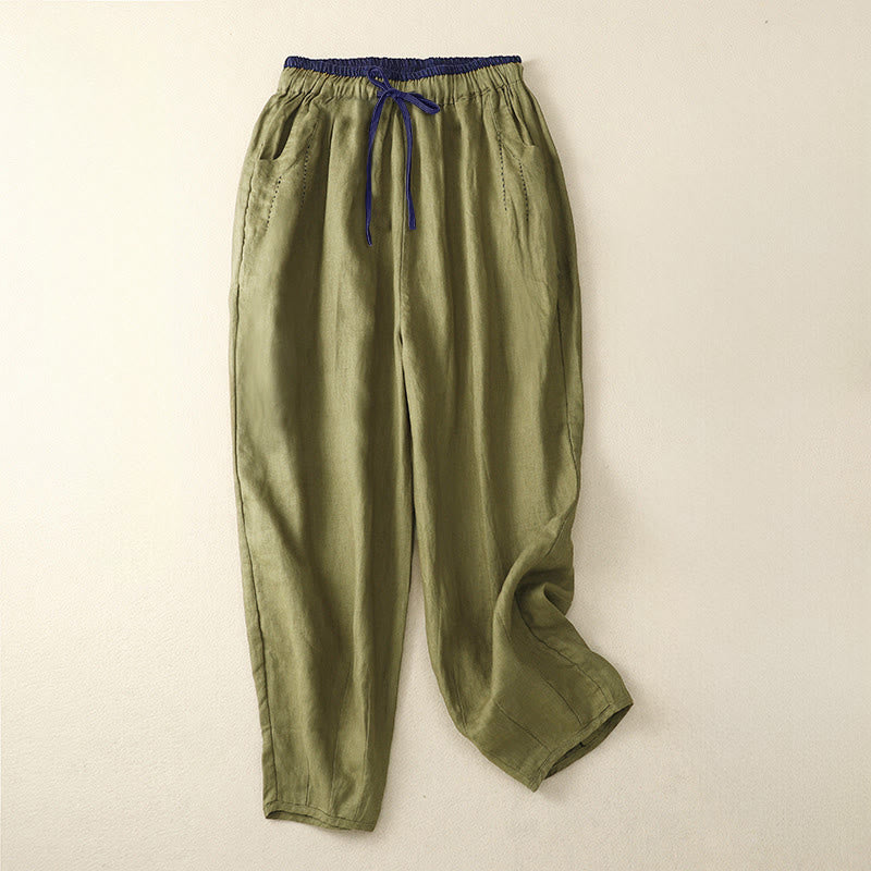Commute Color Blocking Design Women's Harem 7-8 Length Pants With Pockets