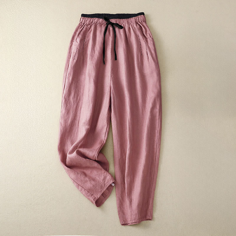 Commute Color Blocking Design Women's Harem 7-8 Length Pants With Pockets