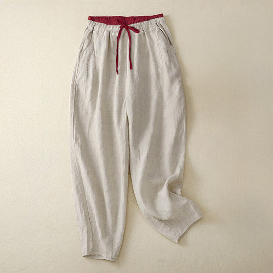 Commute Color Blocking Design Women's Harem 7-8 Length Pants With Pockets