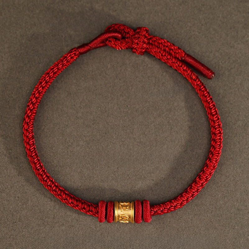 Tibet Handmade 999 Gold Om Mani Padme Hum Luck Protection Bracelet