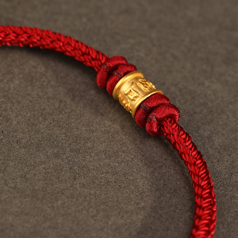 Tibet Handmade 999 Gold Om Mani Padme Hum Luck Protection Bracelet