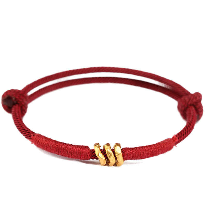 999 Gold Ring Design Handmade Luck Braided Red Rope Bracelet Anklet