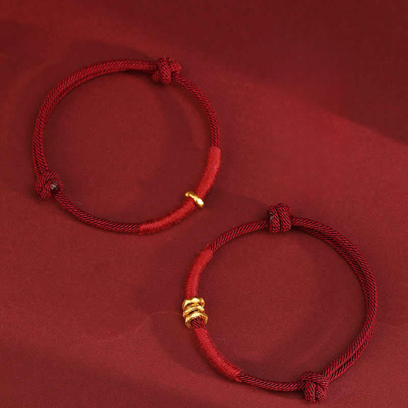 999 Gold Ring Design Handmade Luck Braided Red Rope Bracelet Anklet