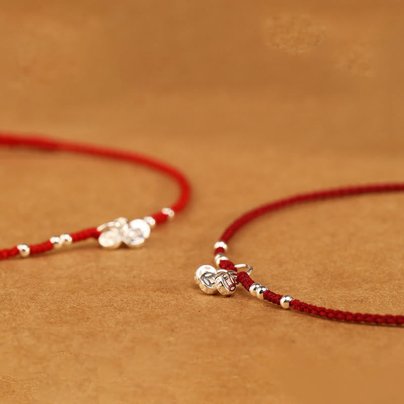 Handcrafted 925 Sterling Silver Copper Coins Design Protection Strength Ultra-Thin Bracelet Anklet