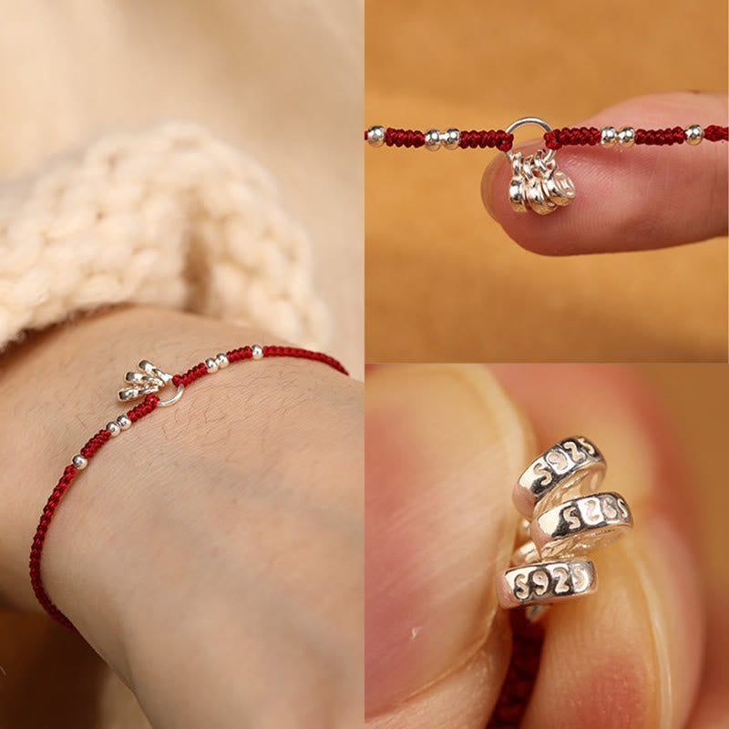 Handcrafted 925 Sterling Silver Copper Coins Design Protection Strength Ultra-Thin Bracelet Anklet