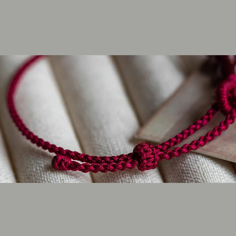 Handmade Cinnabar Beads Calm Blessing Braided Rope Bracelet