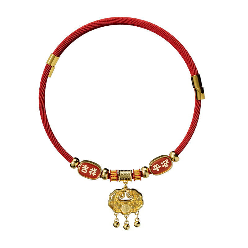 Red String Bead Fu Character Luck Adjustable Cats Dogs Pet Collar