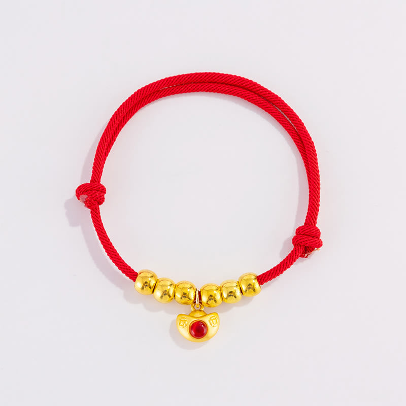 Red String Bead Yuanbao Fu Character Protection Adjustable Cats Dogs Pet Collar