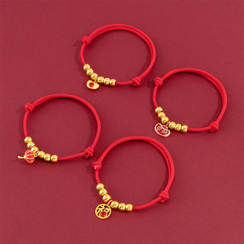 Red String Bead Yuanbao Fu Character Protection Adjustable Cats Dogs Pet Collar
