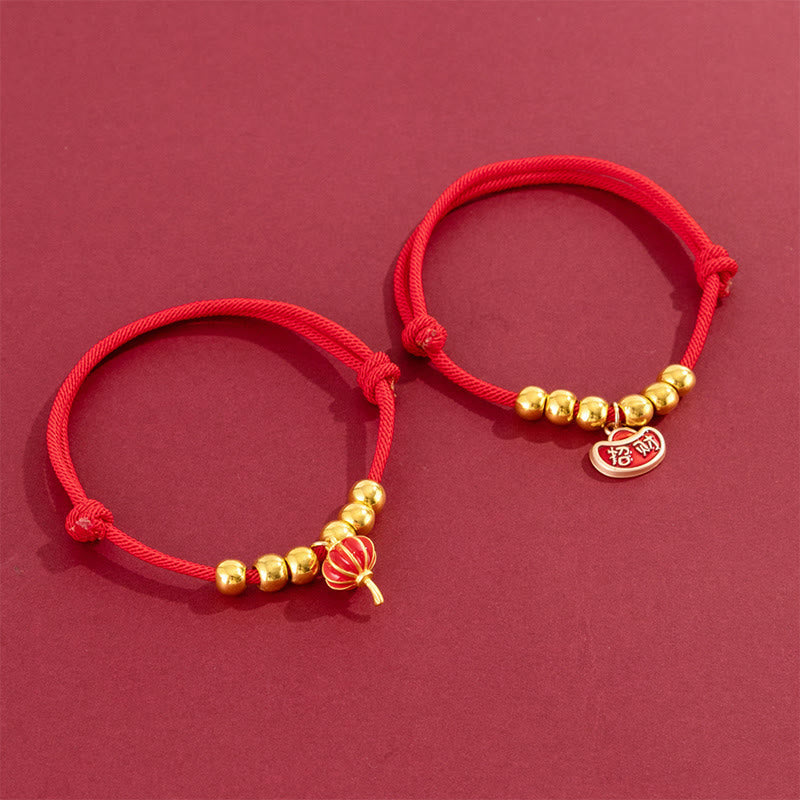 Red String Bead Yuanbao Fu Character Protection Adjustable Cats Dogs Pet Collar
