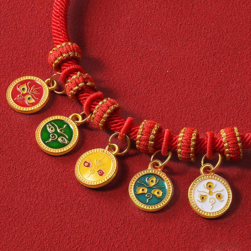Red String Bead Compass Gourd Protection Adjustable Cats Dogs Pet Collar