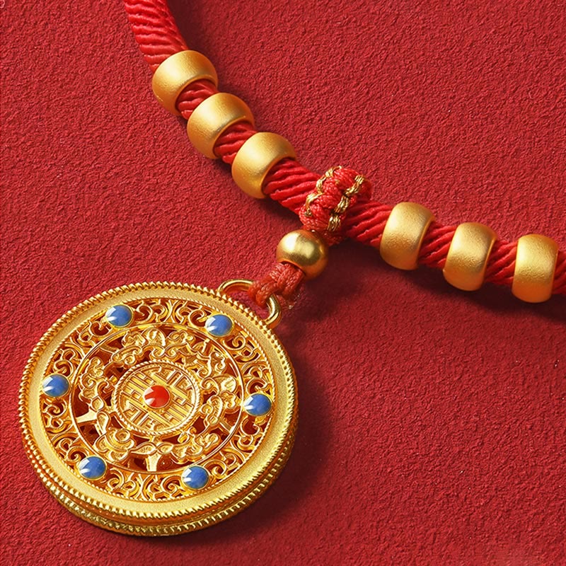 Red String Bead Compass Gourd Protection Adjustable Cats Dogs Pet Collar