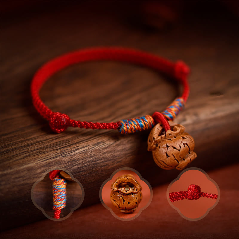 Plaited Peach Pit Red String Strength Adjustable Cats Dogs Pet Collar