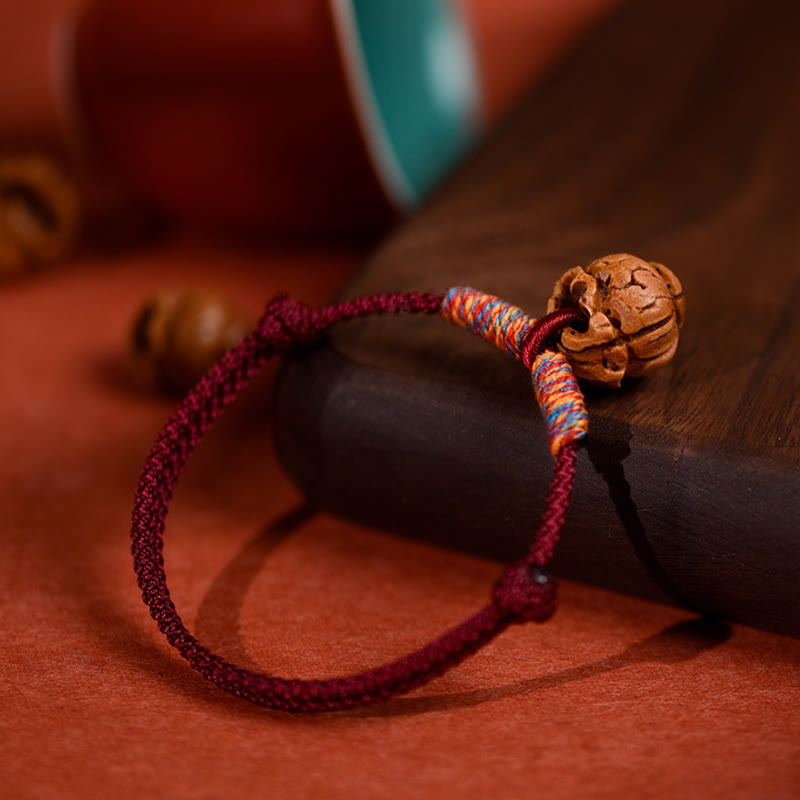 Plaited Peach Pit Red String Strength Adjustable Cats Dogs Pet Collar