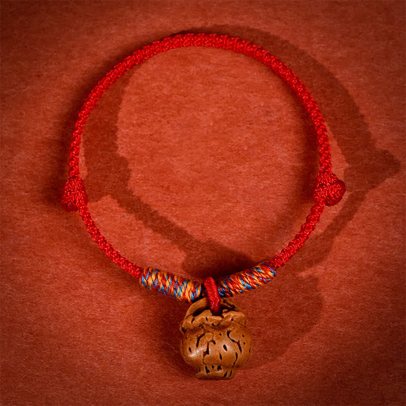 Plaited Peach Pit Red String Strength Adjustable Cats Dogs Pet Collar