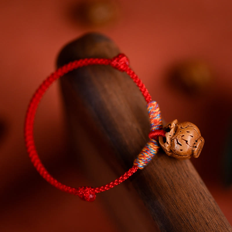 Plaited Peach Pit Red String Strength Adjustable Cats Dogs Pet Collar