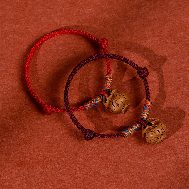 Plaited Peach Pit Red String Strength Adjustable Cats Dogs Pet Collar