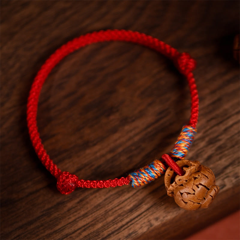 Plaited Peach Pit Red String Strength Adjustable Cats Dogs Pet Collar