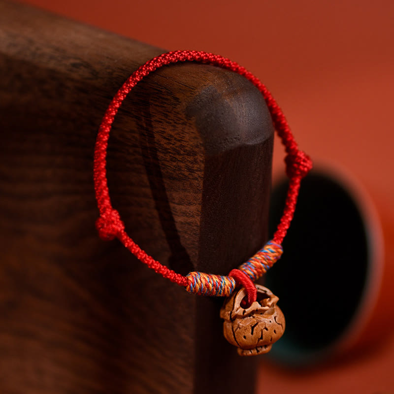 Plaited Peach Pit Red String Strength Adjustable Cats Dogs Pet Collar