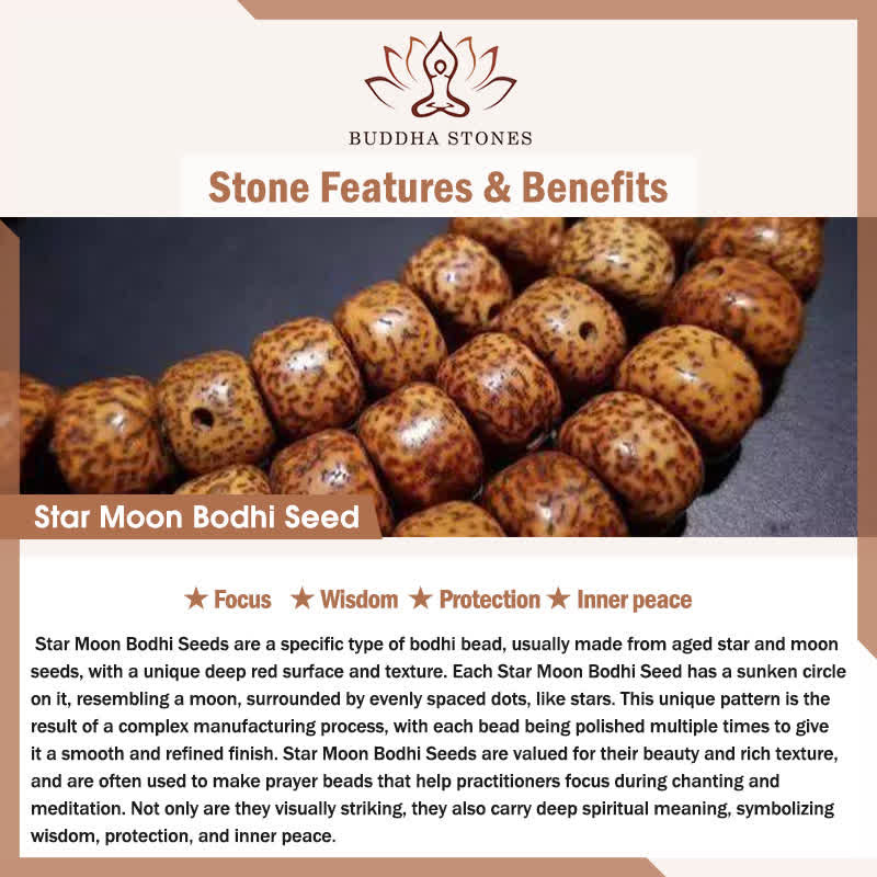 Star Moon Bodhi Seed Fox Gourd Wisdom Tibetan Handmade 108 Bead Mala