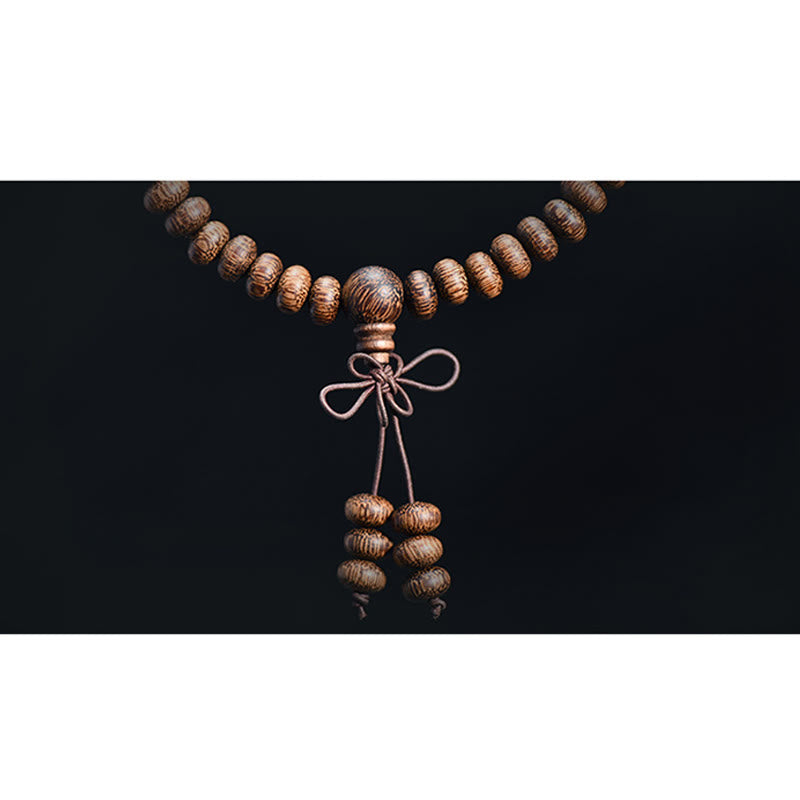 108 Textured Wood Beads Calm Energy Mala