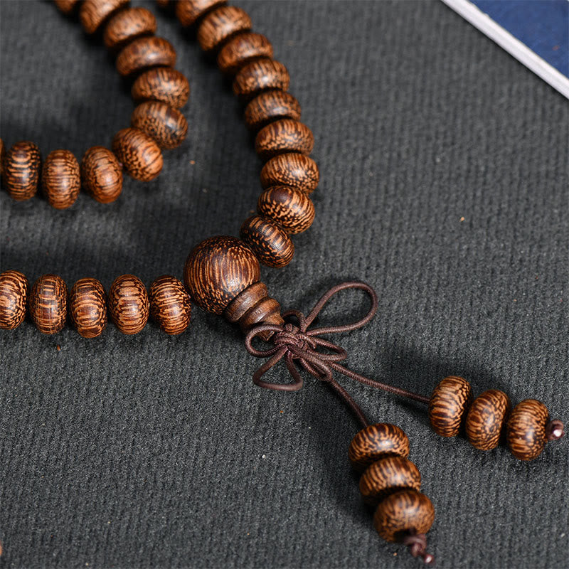 108 Textured Wood Beads Calm Energy Mala