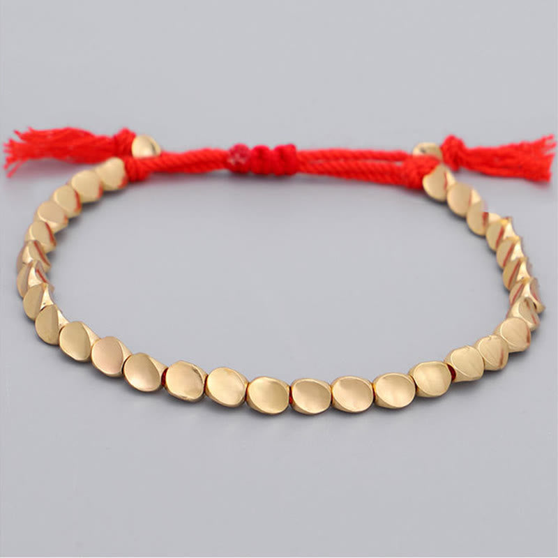 3Pcs Golden Copper Beads Red String Luck Bracelet
