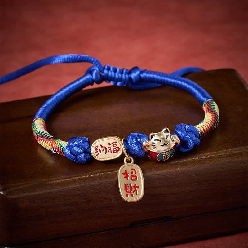 Red String Plaited Auspicious Fu Character Protection Adjustable Cats Pet Collar