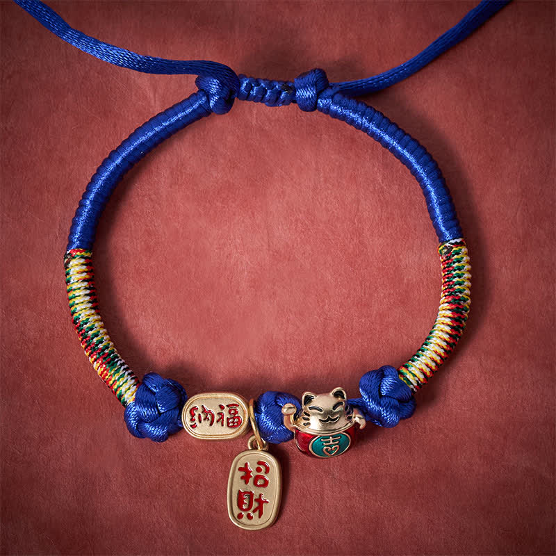 Red String Plaited Auspicious Fu Character Protection Adjustable Cats Pet Collar