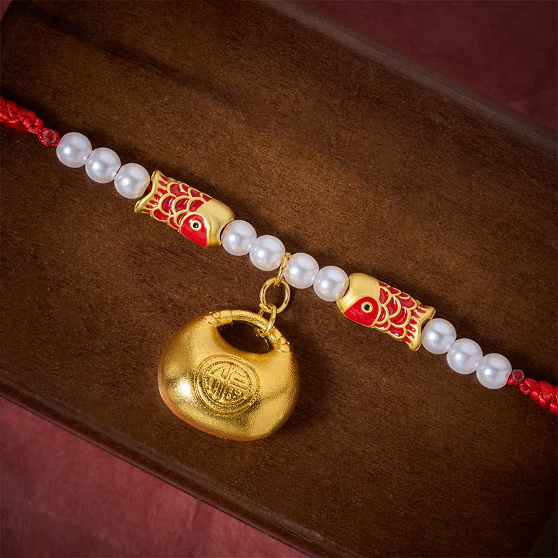 Red String Plaited Koi Fish Fu Character Fortune Adjustable Cats Dogs Pet Collar