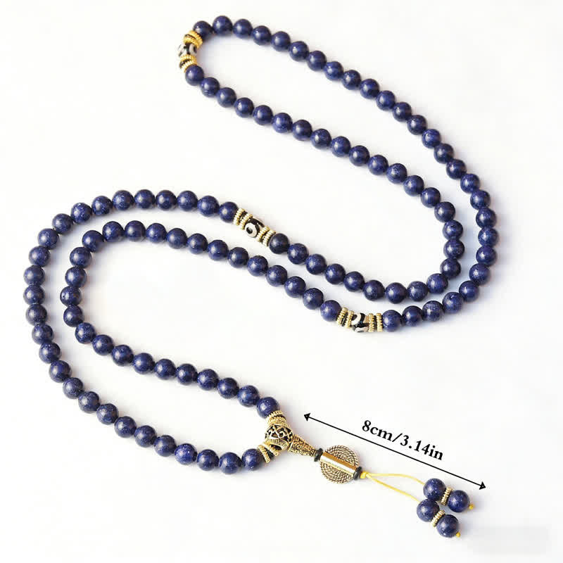108 Beads Lazurite Lapis Lazuli Three-eyed Dzi Bead Positive Mala