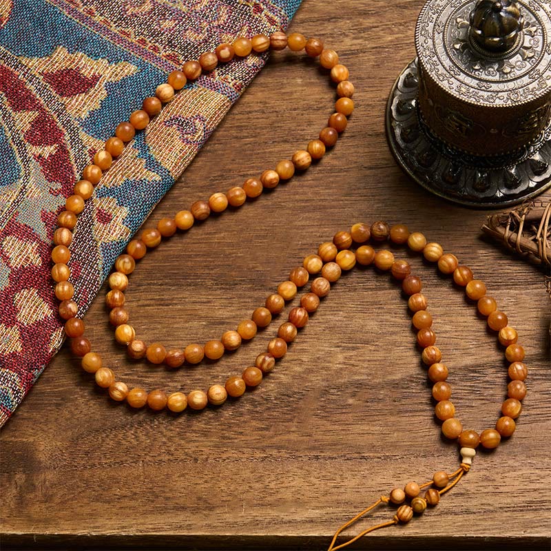 108 Beads Resin-Rich Pine Wood Calm Energy Mala