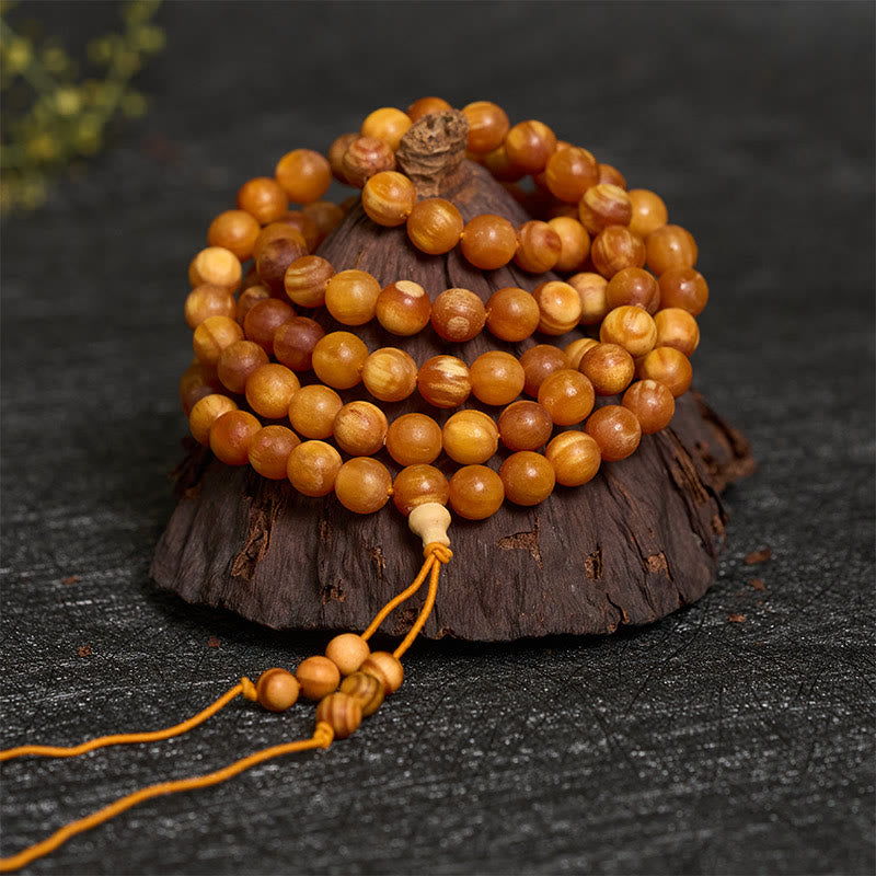 108 Beads Resin-Rich Pine Wood Calm Energy Mala