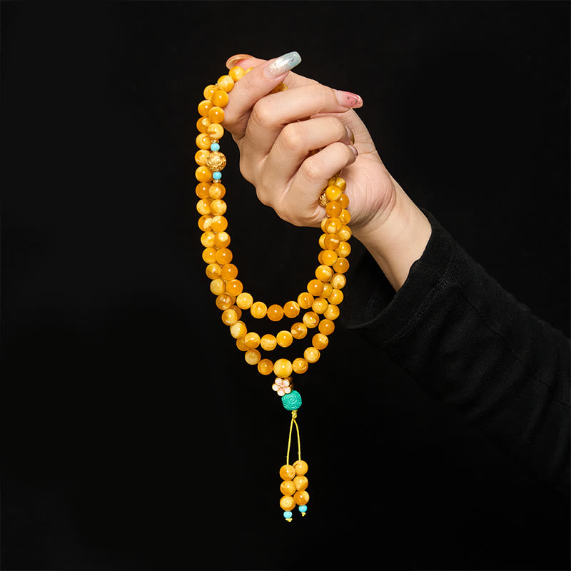 108 Beads Tibetan Amber Om Mani Padme Hum Mala