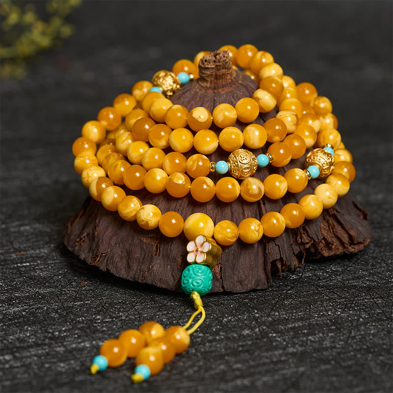 108 Beads Tibetan Amber Om Mani Padme Hum Mala