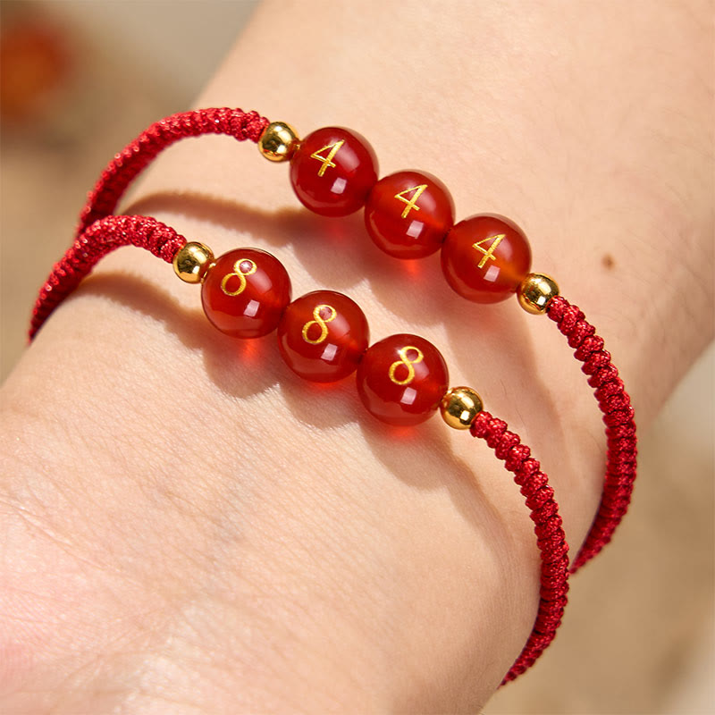 Angel Number Red String Red Agate Beads Luck Braided Adjustable Bracelet