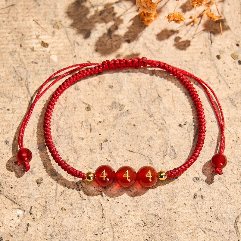 Angel Number Red String Red Agate Beads Luck Braided Adjustable Bracelet
