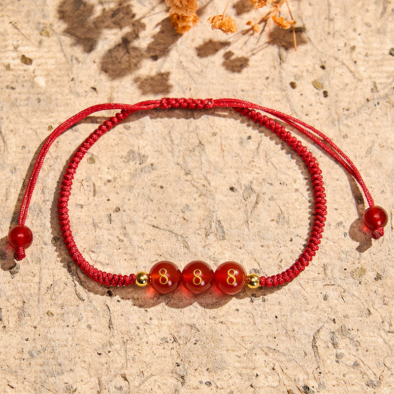 Angel Number Red String Red Agate Beads Luck Braided Adjustable Bracelet